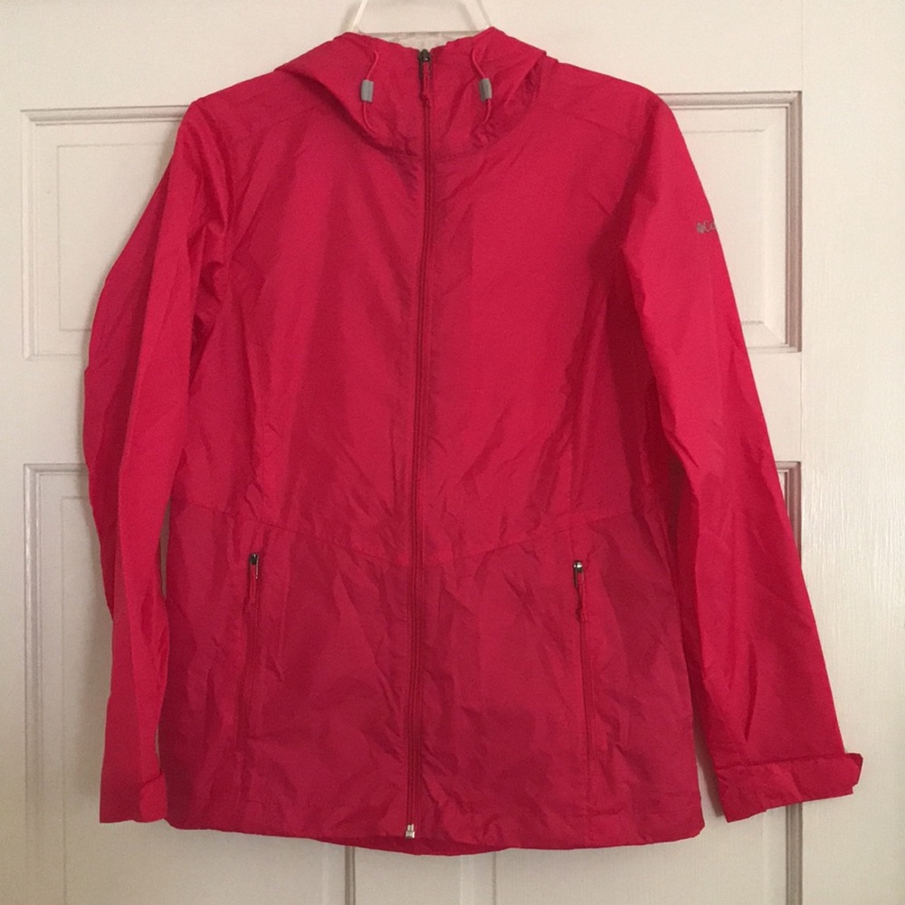 COLUMBIA Syccamore Springs Rain Jacket Windbreaker *Hot Pink* Small